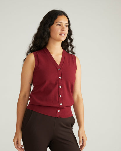 Savvy Fine Knit Cardigan Vest - Red Geranium | Universal Standard
