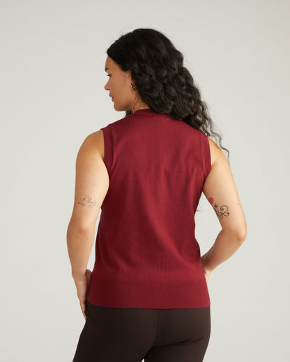 Savvy Fine Knit Cardigan Vest - Red Geranium | Universal Standard
