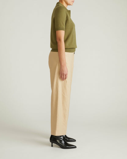 Savvy Fine Knit Short Sleeve Polo Sweater - Olive Leaf | Universal Standard