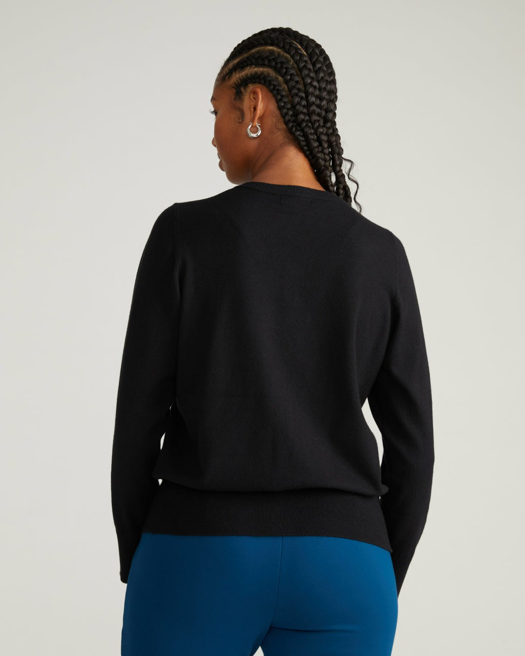 Savvy Fine Knit Crewneck Cardigan - Black | Universal Standard