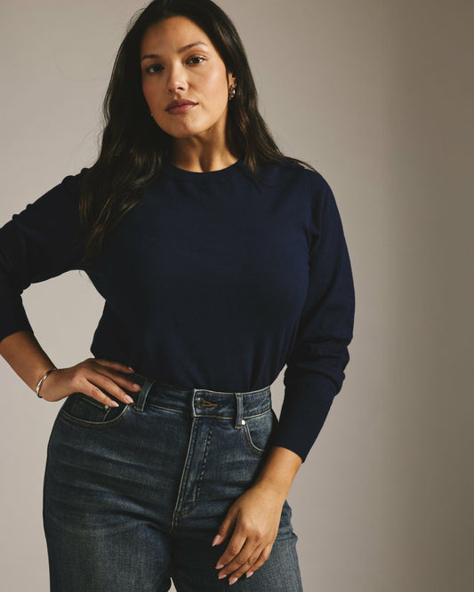 Savvy Fine Knit Crew Sweater - Midnight | Universal Standard