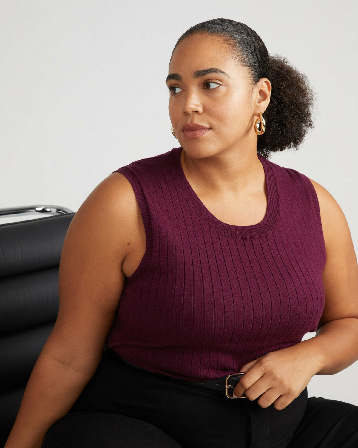 Savvy Fine Knit Sweater Shell - Black Cherry | Universal Standard