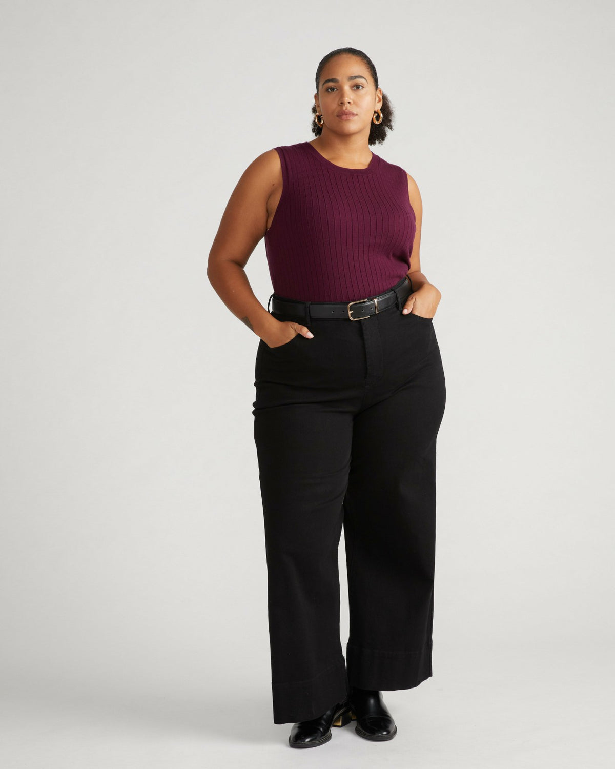 Savvy Fine Knit Sweater Shell - Black Cherry | Universal Standard