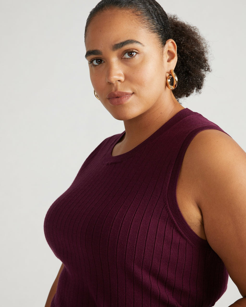 Savvy Fine Knit Sweater Shell - Black Cherry | Universal Standard