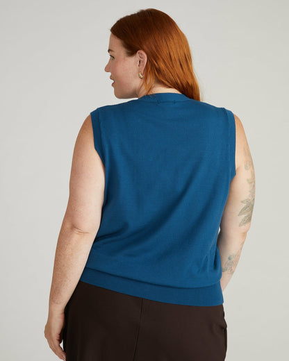 Savvy Fine Knit Cardigan Vest - Blue Teal | Universal Standard