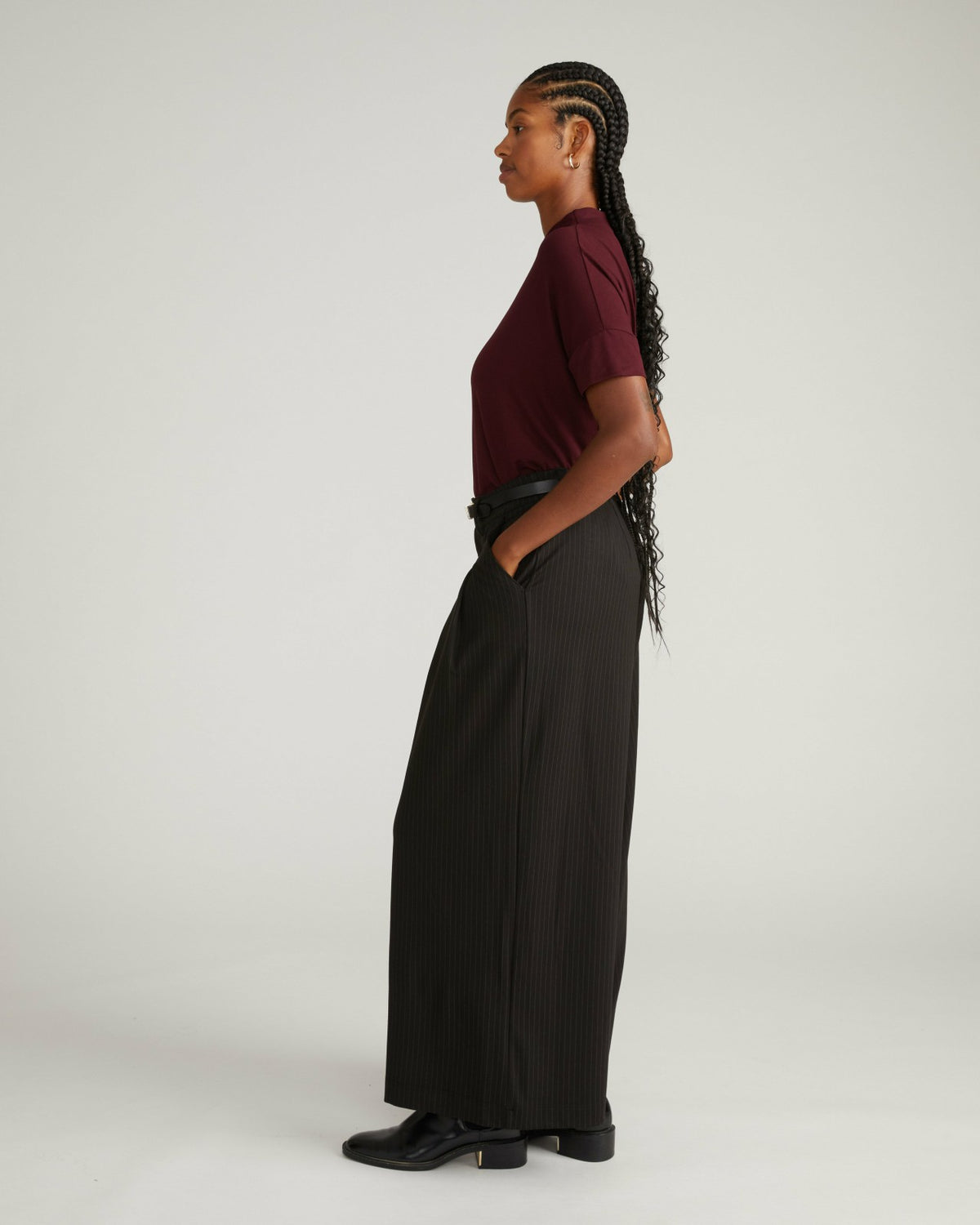 Palais Wide Leg Ponte Pants - Slate Pinstripe | Universal Standard