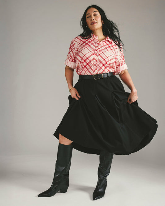 Aleya Pleated Ponte Skirt - Black | Universal Standard
