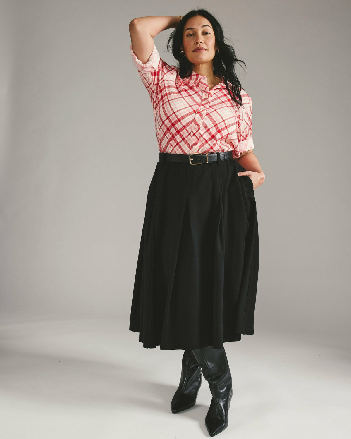 Aleya Pleated Ponte Skirt - Black | Universal Standard