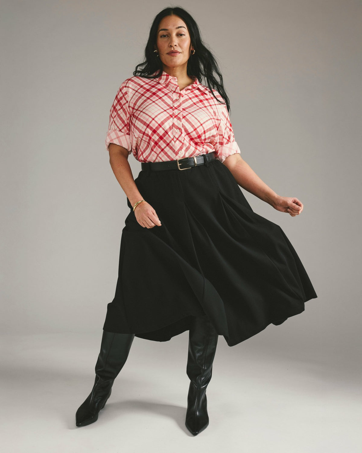 Aleya Pleated Ponte Skirt - Black | Universal Standard