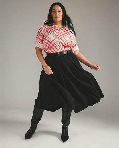 Aleya Pleated Ponte Skirt - Black | Universal Standard