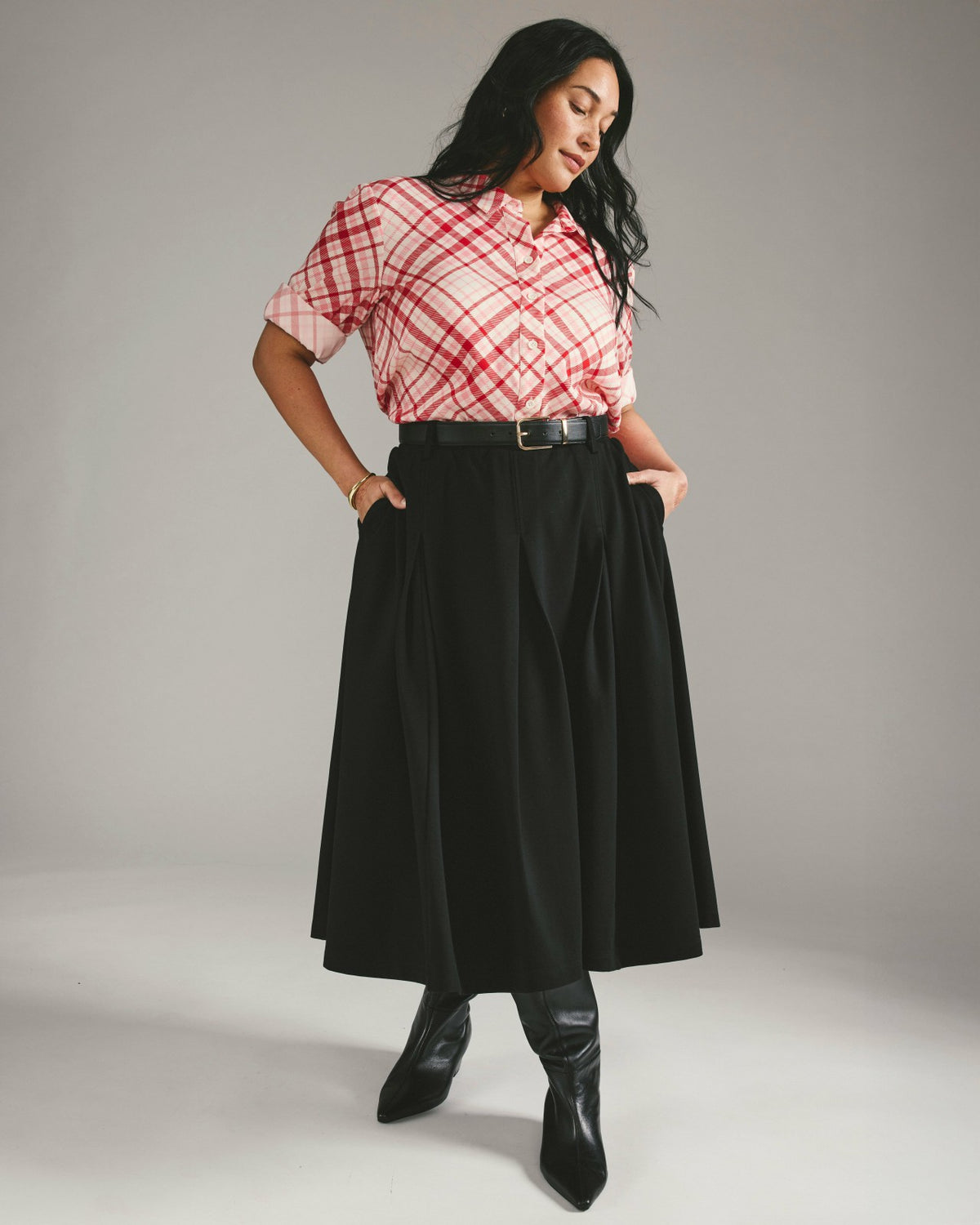 Aleya Pleated Ponte Skirt - Black | Universal Standard