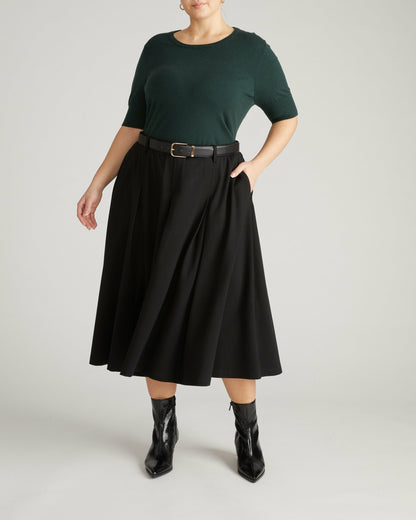 Aleya Pleated Ponte Skirt - Black | Universal Standard