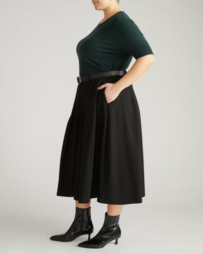 Aleya Pleated Ponte Skirt - Black | Universal Standard
