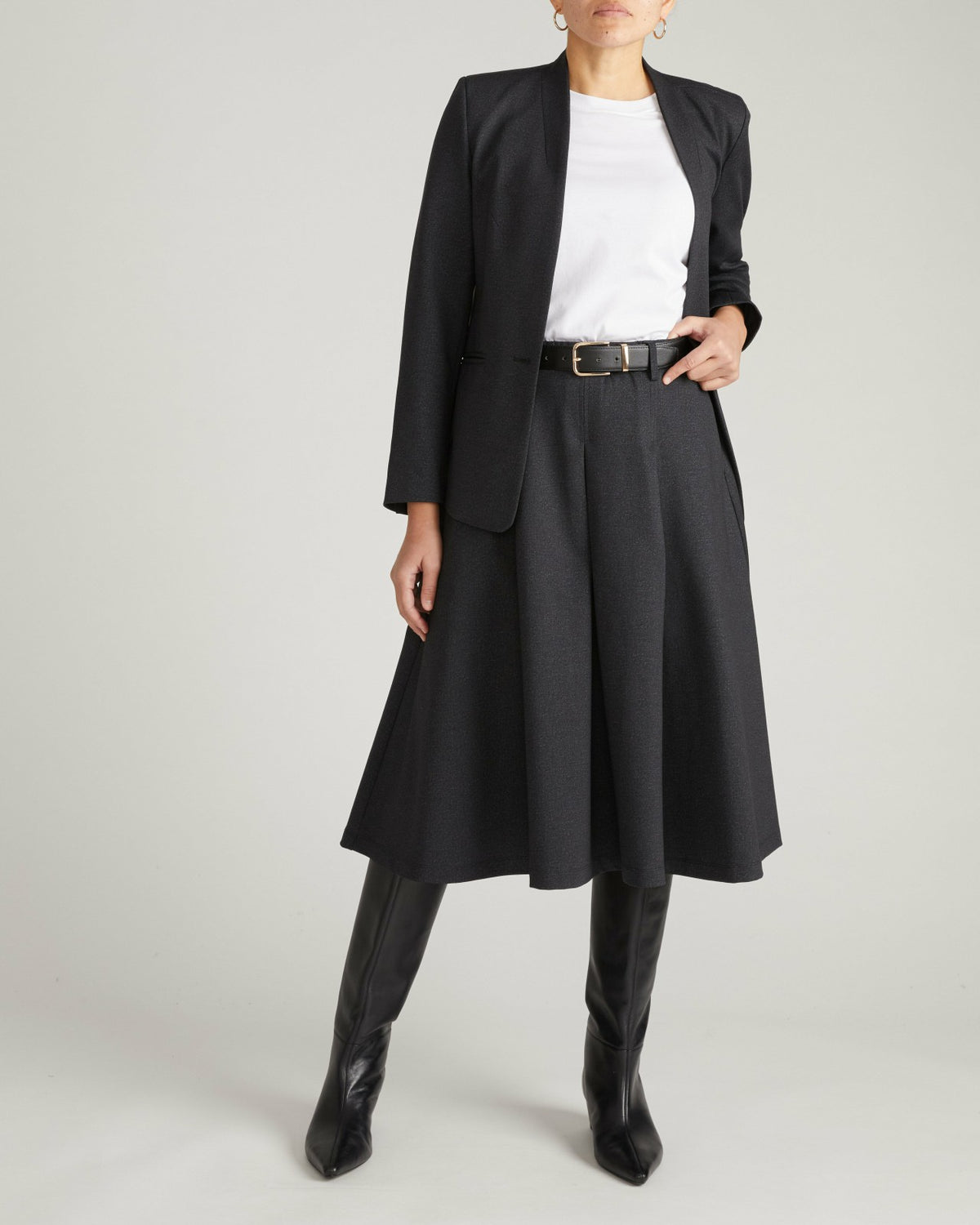 PowerPonte Denim Pleated Skirt - Charcoal | Universal Standard