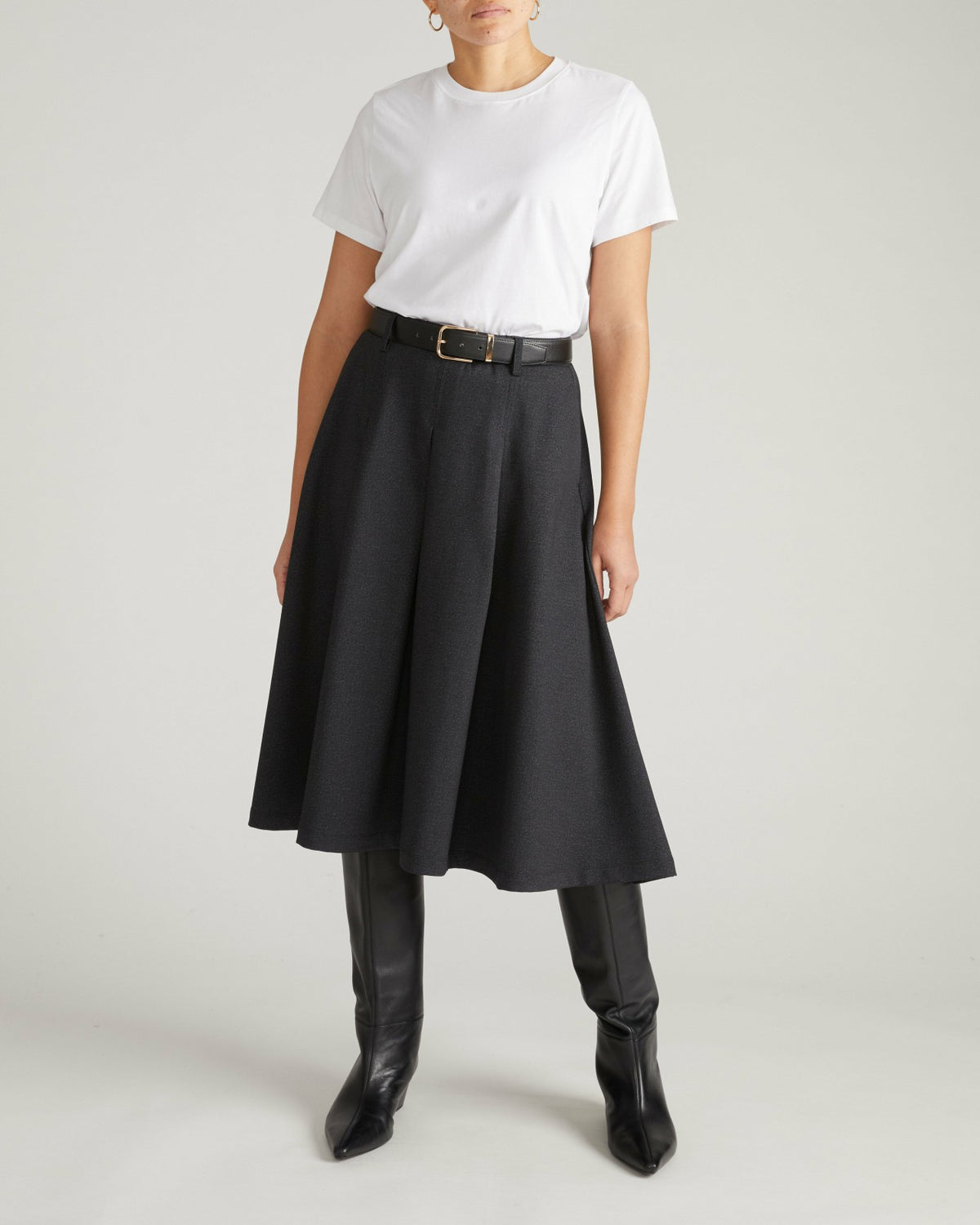 PowerPonte Denim Pleated Skirt - Charcoal | Universal Standard