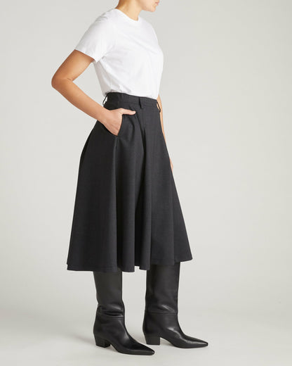 PowerPonte Denim Pleated Skirt - Charcoal | Universal Standard