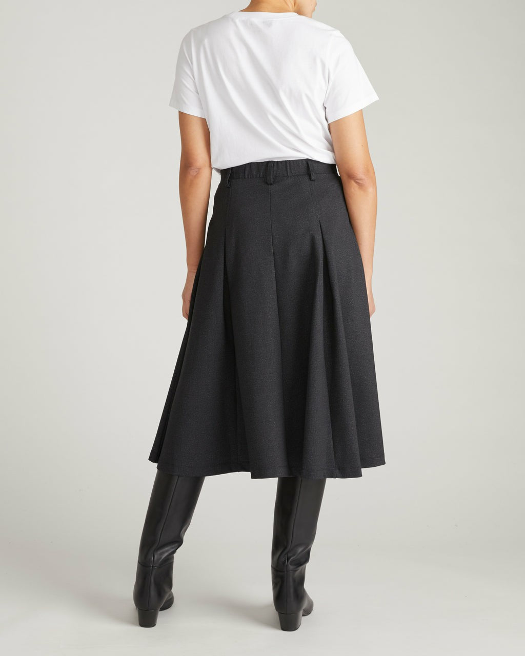 PowerPonte Denim Pleated Skirt - Charcoal | Universal Standard