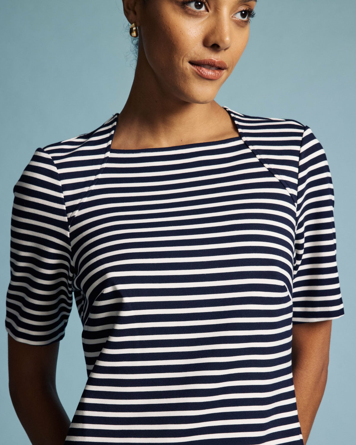 Envelope Neck Ponte Dress - St. James Stripe | Universal Standard