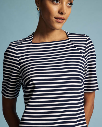 Envelope Neck Ponte Dress - St. James Stripe | Universal Standard
