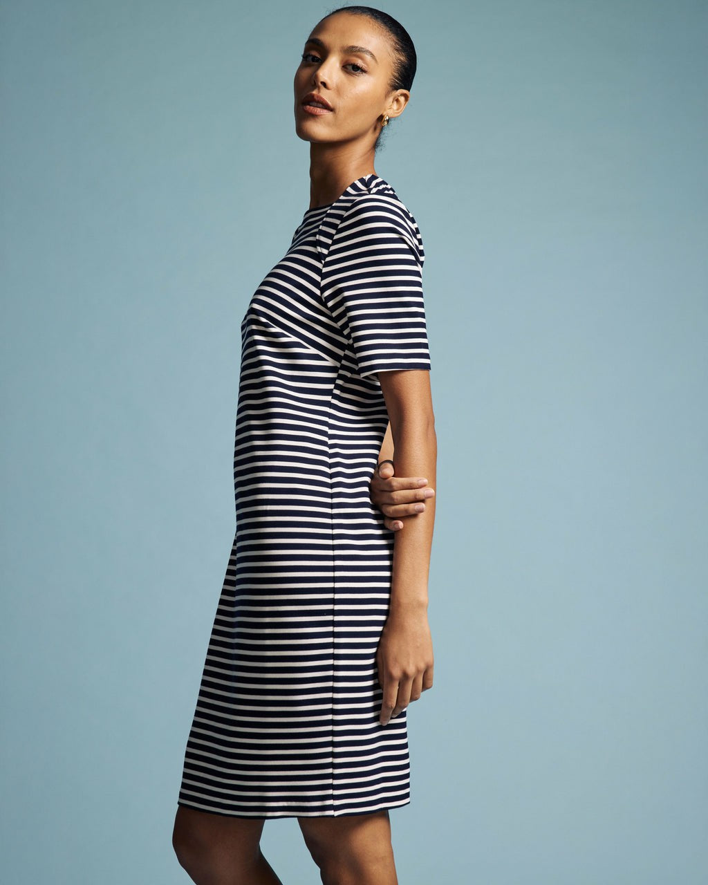 Envelope Neck Ponte Dress - St. James Stripe | Universal Standard