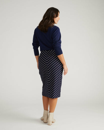 Anya Ponte Skirt - Navy Pinstripe | Universal Standard