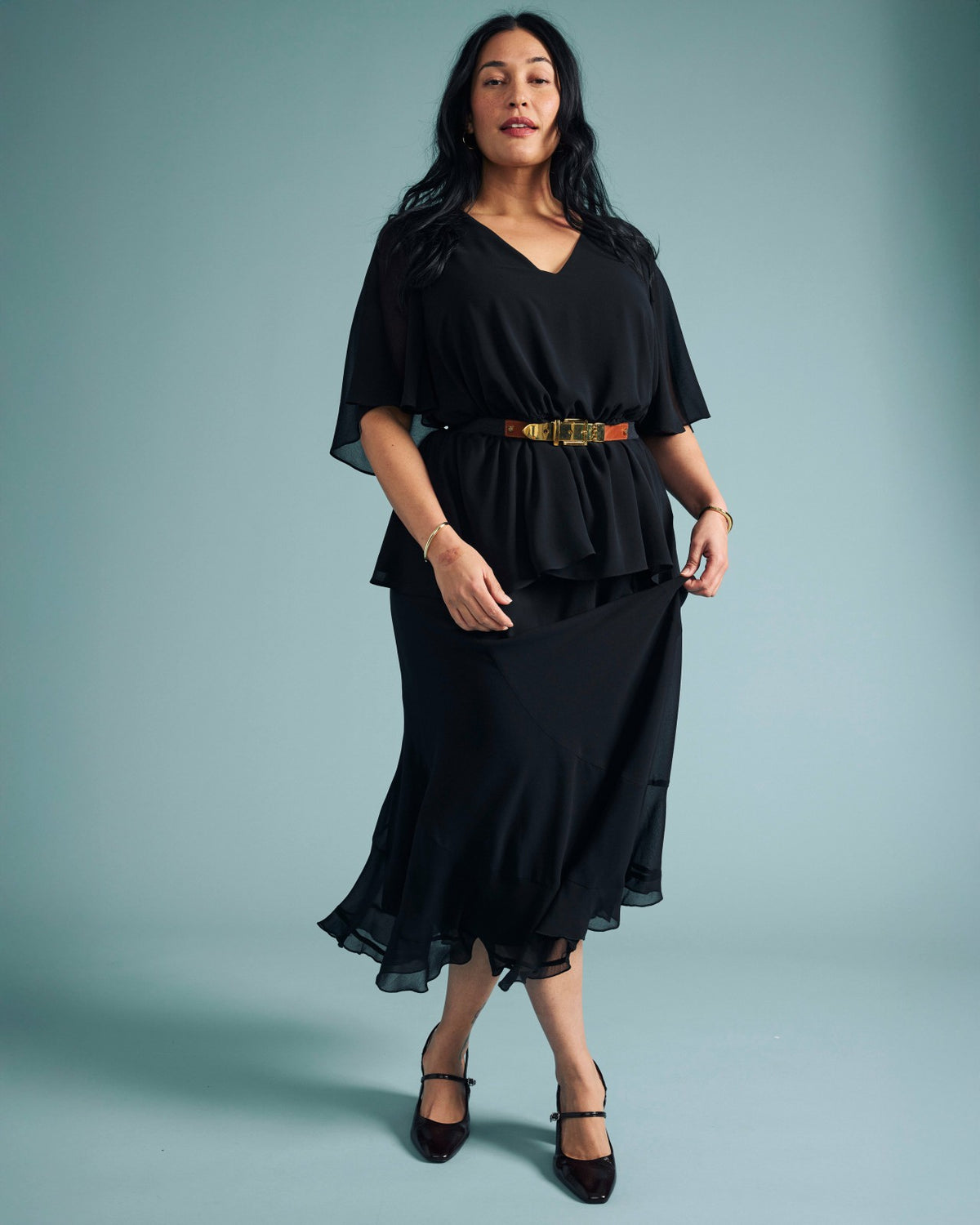 Navarte Chiffon Midi Skirt - Black | Universal Standard