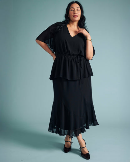 Navarte Chiffon Midi Skirt - Black | Universal Standard