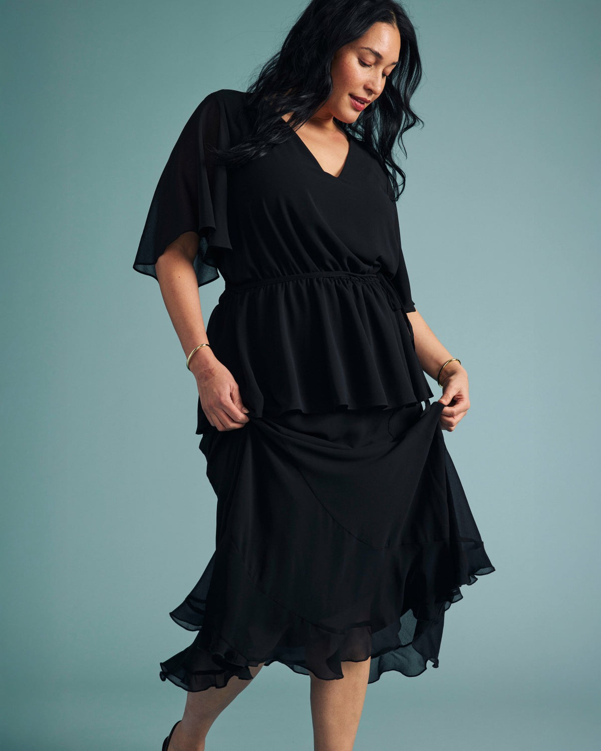 Navarte Chiffon Midi Skirt - Black | Universal Standard