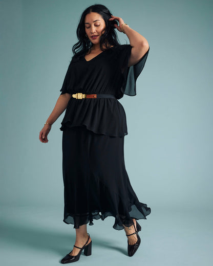 Navarte Chiffon Midi Skirt - Black | Universal Standard