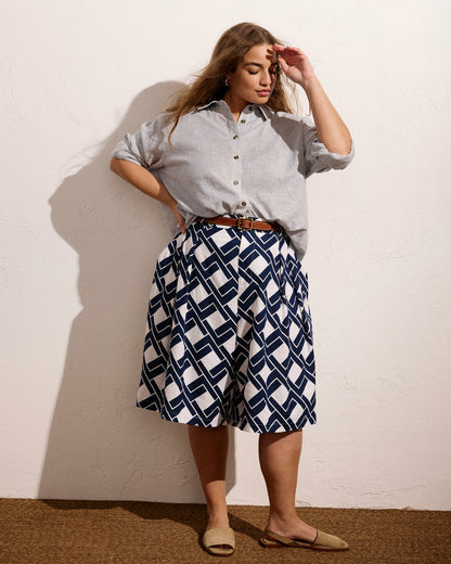 Seaport Tailored Linen Blend Short - Geometrica Print | Universal Standard