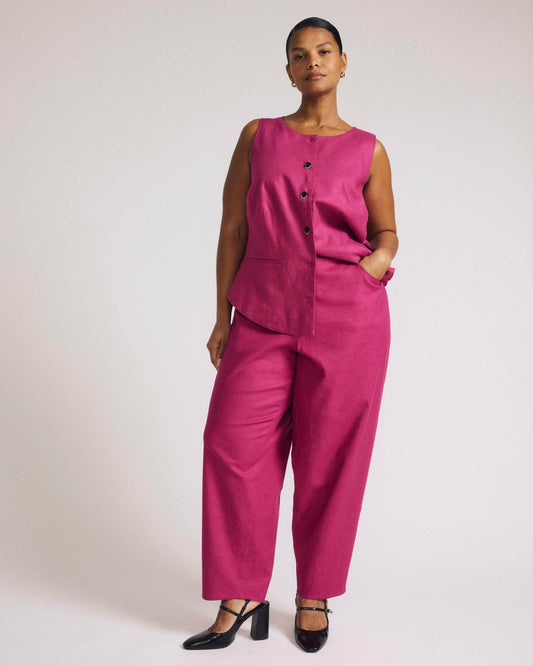 Lou Barrel Leg Linen Blend Pants - Hyper Pink | Universal Standard