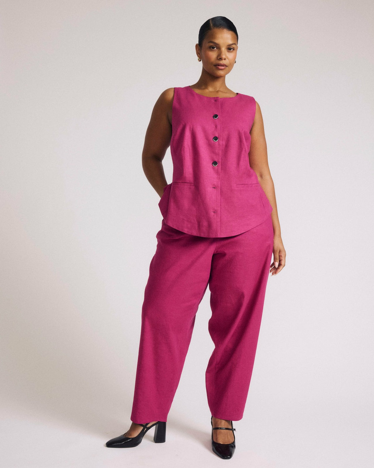 Lou Barrel Leg Linen Blend Pants - Hyper Pink | Universal Standard