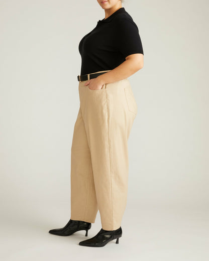 Lou Barrel Leg Linen Blend Pants - Danish Coffee | Universal Standard
