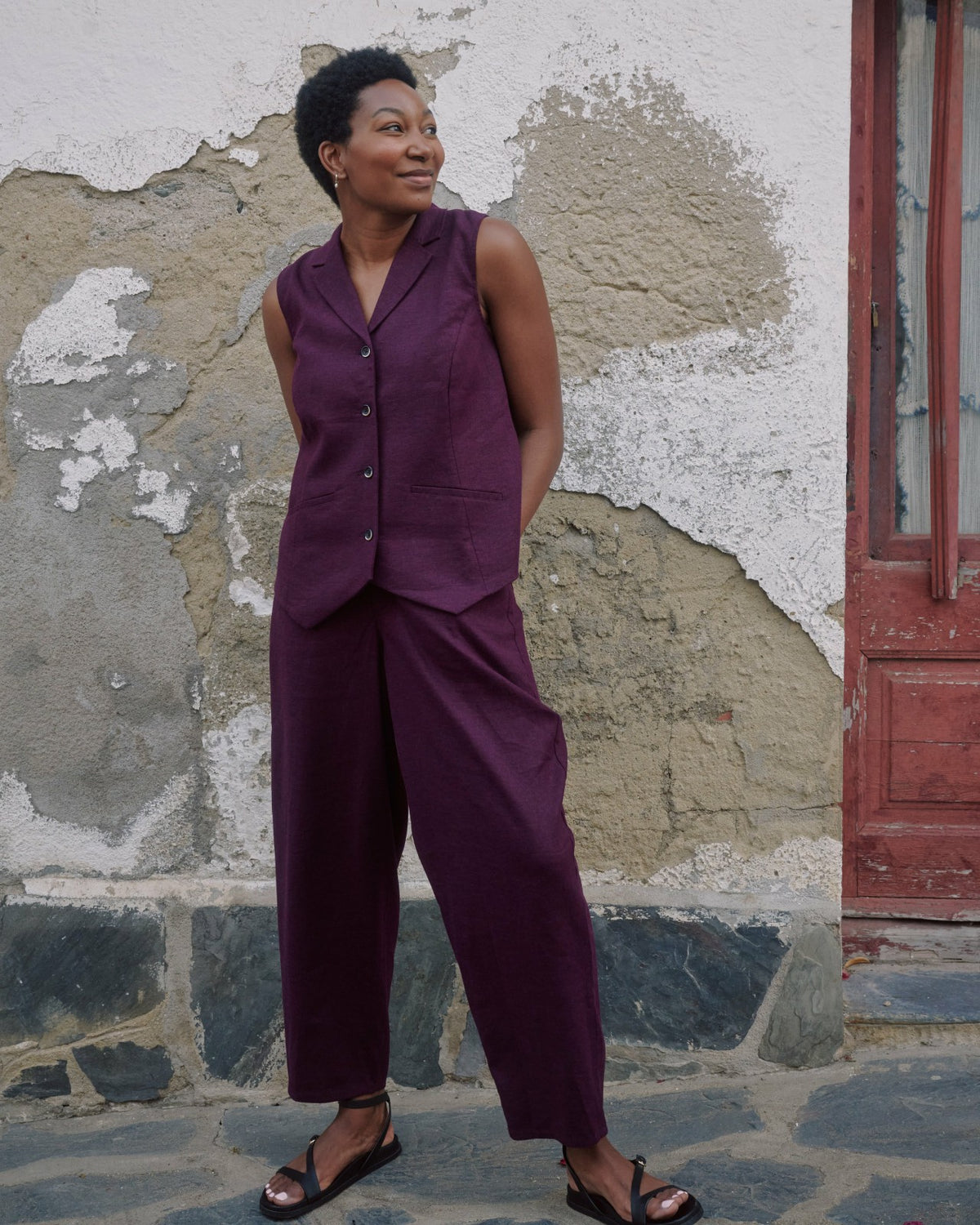 Lou Barrel Leg Linen Blend Pants - Acai | Universal Standard