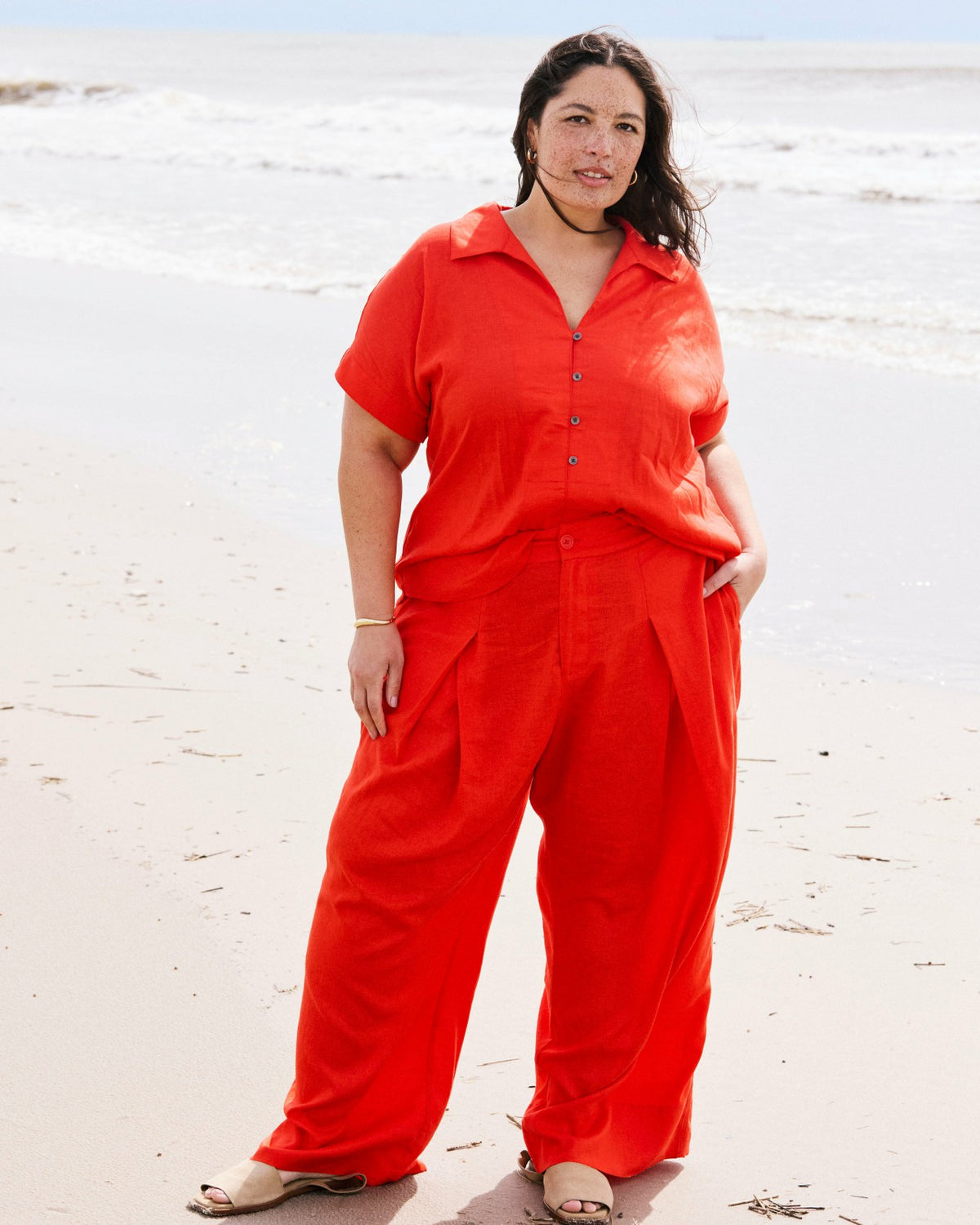 Marley Wide Leg Linen Blend Pants - Shoreline Sunset | Universal Standard