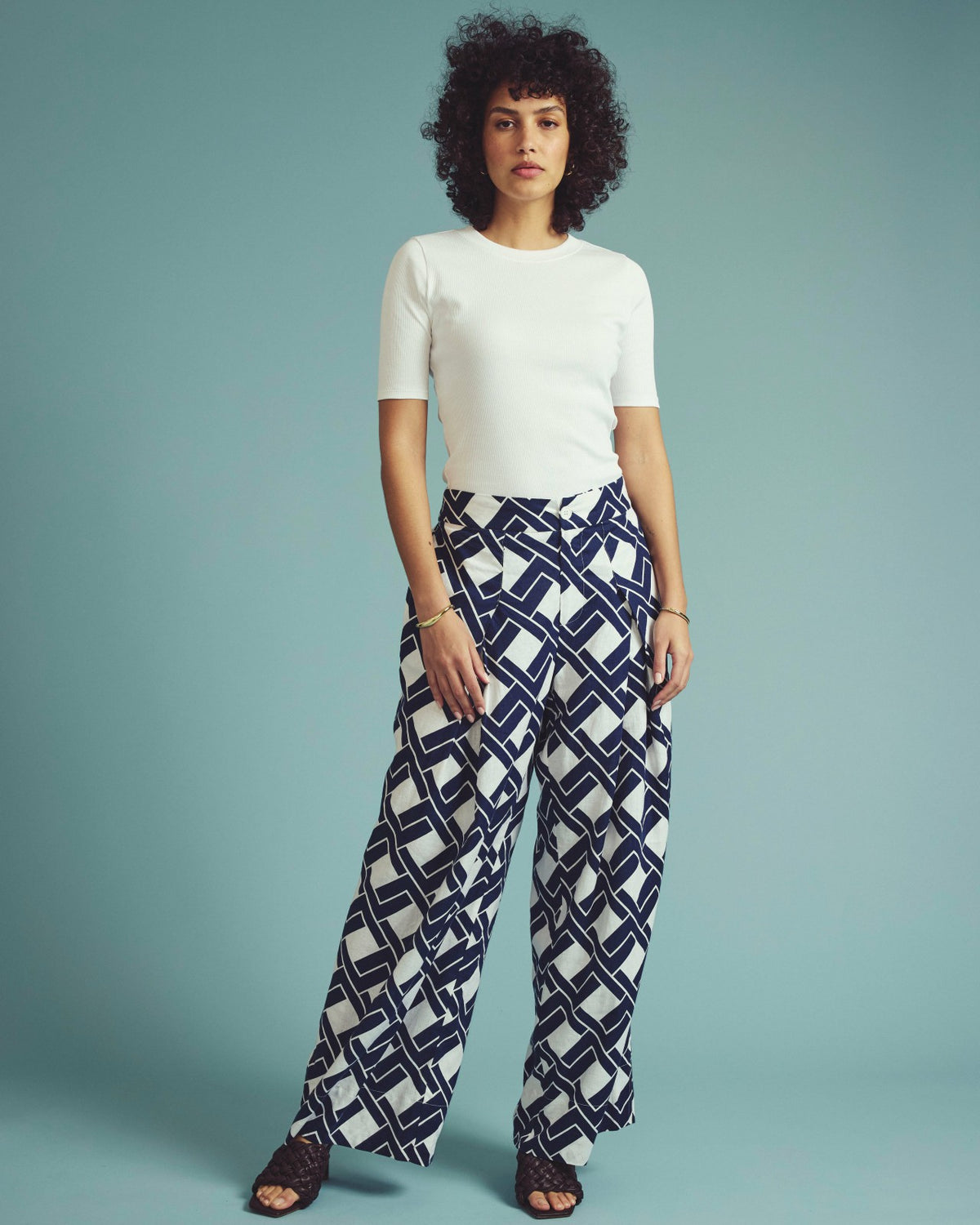 Marley Wide Leg Linen Blend Pants - Geometrica Print | Universal Standard