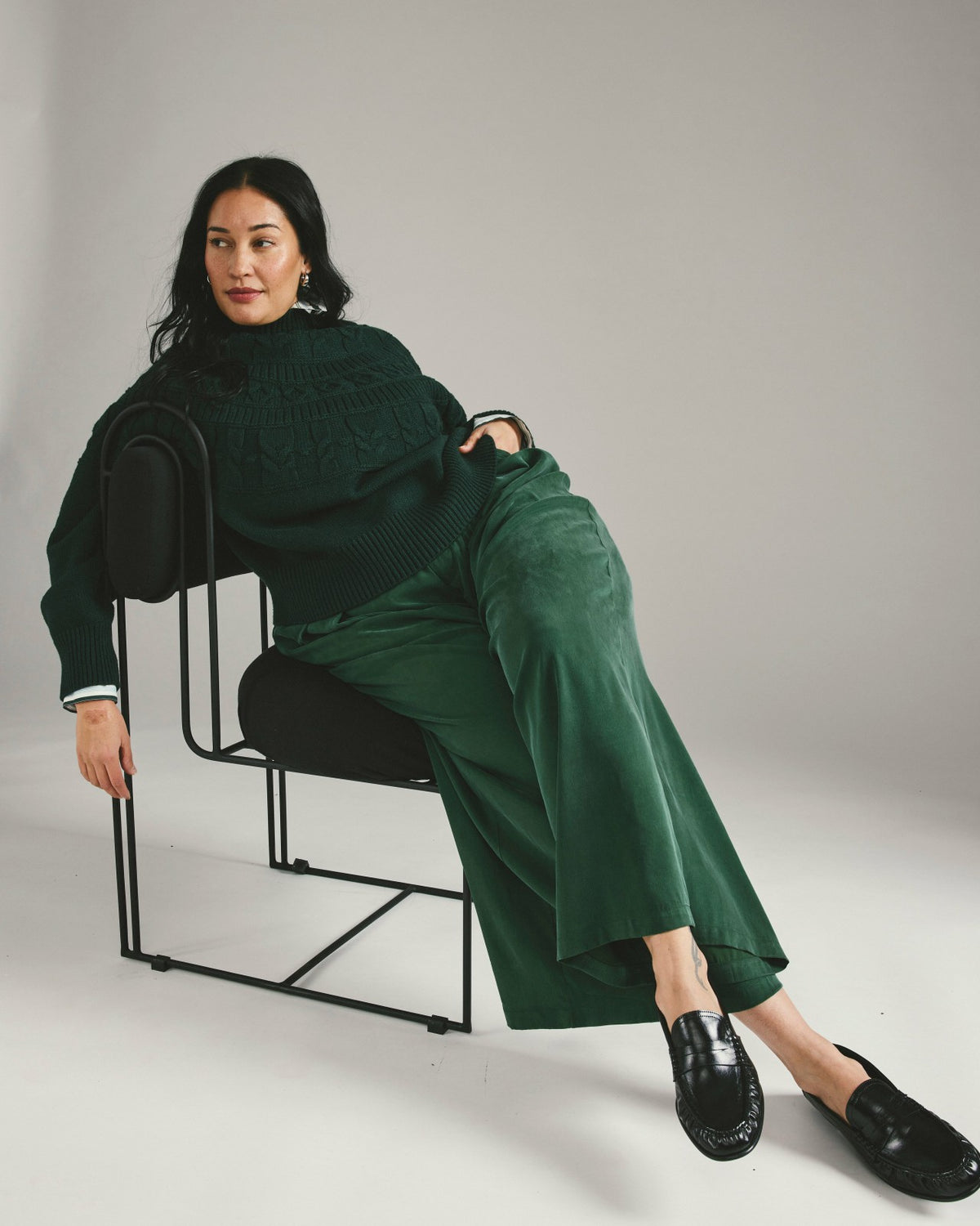 Palais Cooling Cupro Wide Leg Pant - Forest Green | Universal Standard