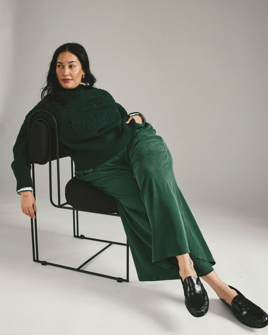 Palais Cooling Cupro Wide Leg Pant - Forest Green | Universal Standard