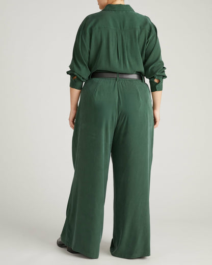 Palais Cooling Cupro Wide Leg Pant - Forest Green | Universal Standard