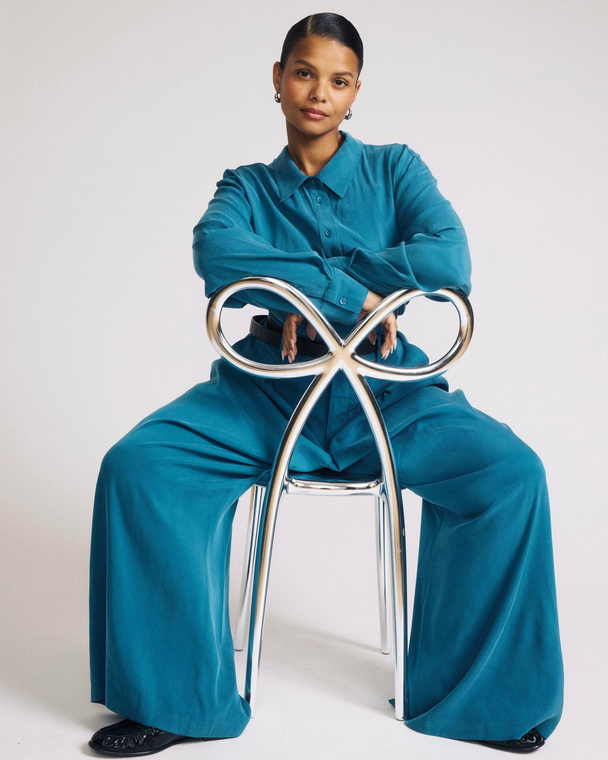 Palais Cooling Cupro Wide Leg Pant - Blue Beetle | Universal Standard