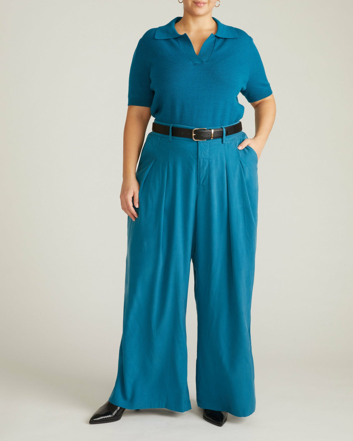Palais Cooling Cupro Wide Leg Pant - Blue Beetle | Universal Standard