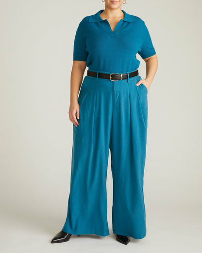 Palais Cooling Cupro Wide Leg Pant - Blue Beetle | Universal Standard