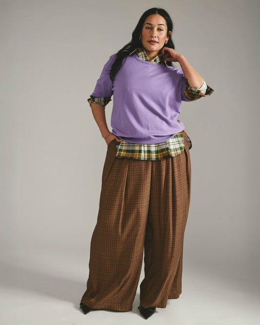 Palais Cooling Cupro Wide Leg Pant - Brown Hacienda Print | Universal Standard