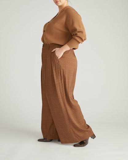 Palais Cooling Cupro Wide Leg Pant - Brown Hacienda Print | Universal Standard