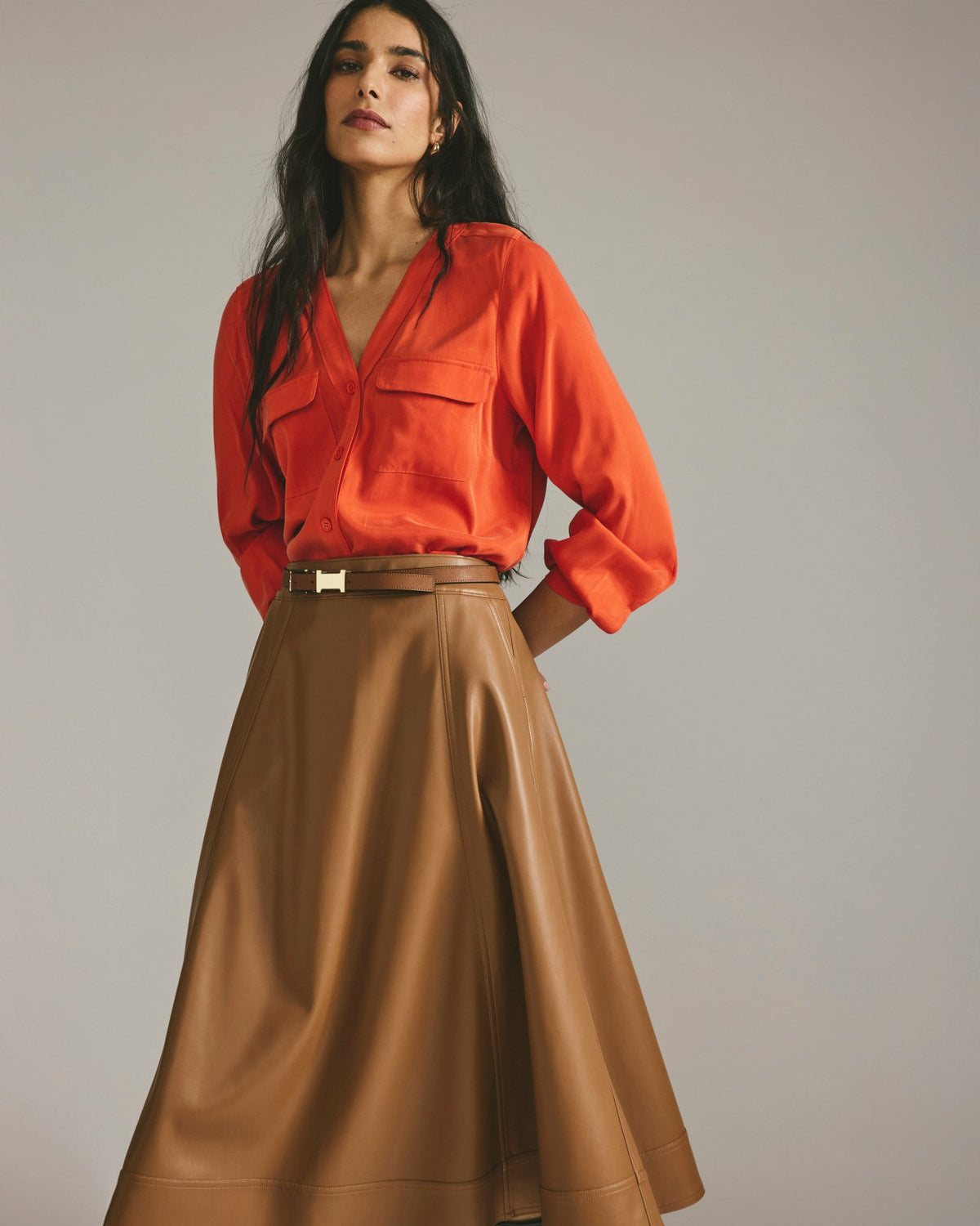 Charlotte Faux Leather Skirt - Classic Camel | Universal Standard