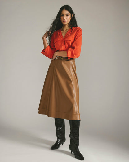 Charlotte Faux Leather Skirt - Classic Camel | Universal Standard