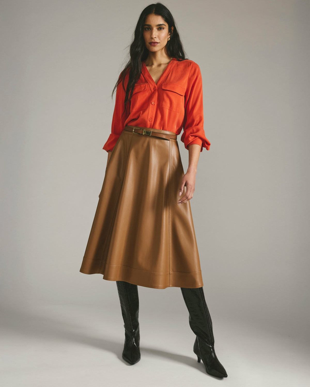 Charlotte Faux Leather Skirt - Classic Camel | Universal Standard