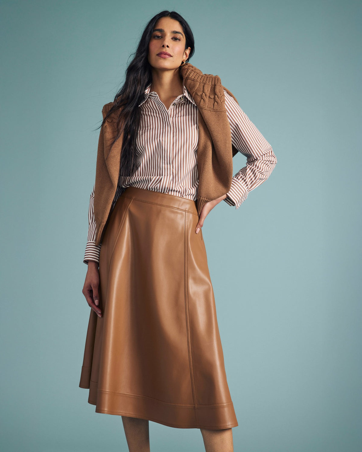 Charlotte Faux Leather Skirt - Classic Camel | Universal Standard
