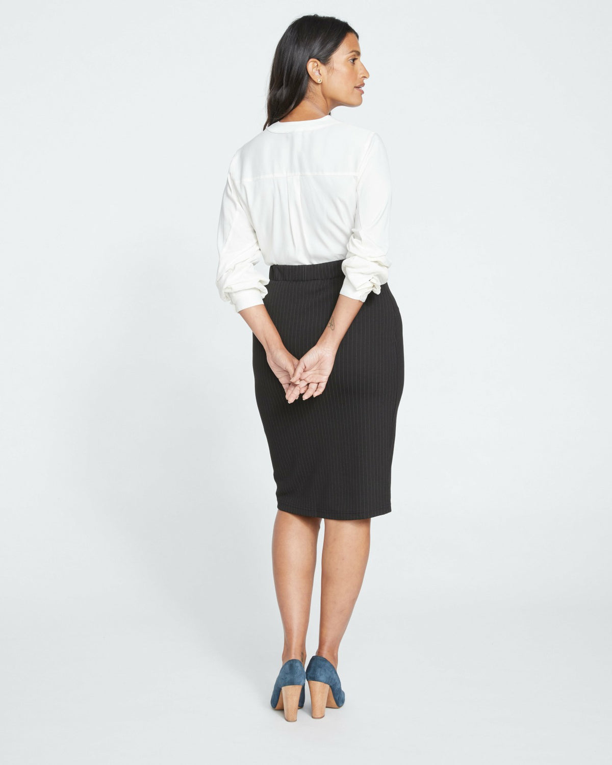 Danube Ponte Skirt - Slate Pinstripe | Universal Standard