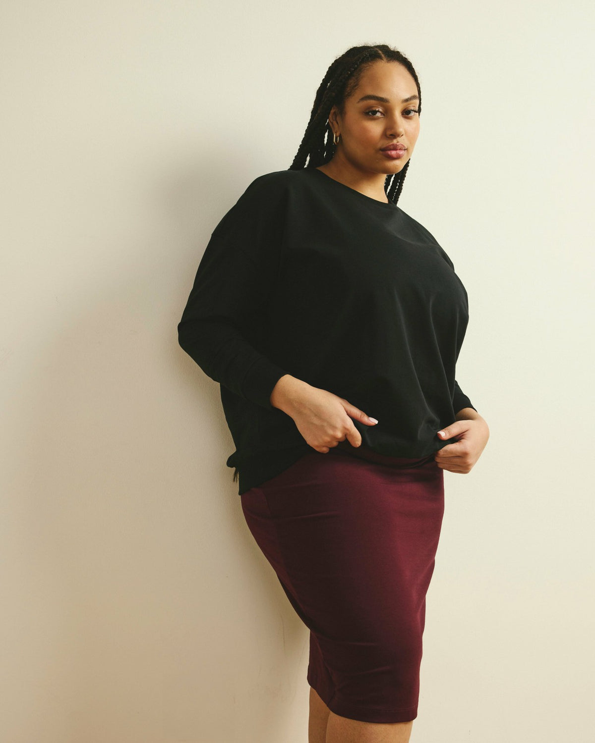 Danube Jersey Skirt - Black Cherry | Universal Standard